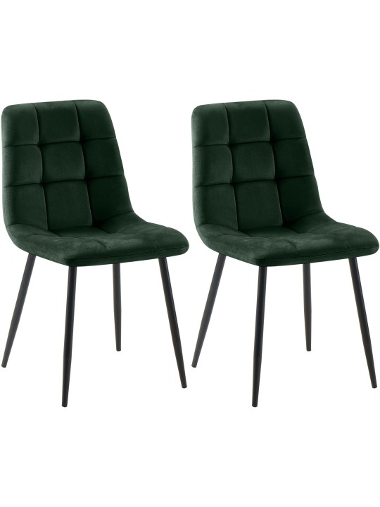 Lot de 2 chaises de salle à manger Tilde velours, vert