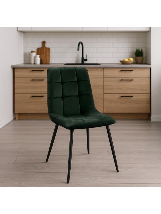Lot de 2 chaises de salle à manger Tilde velours, vert