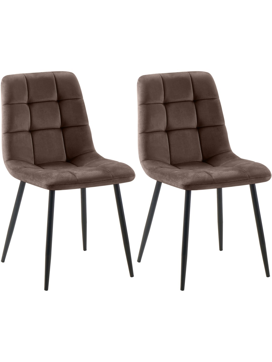 Lot de 2 chaises de salle à manger Tilde velours, brun