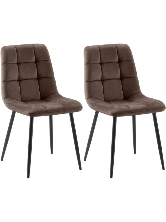 Lot de 2 chaises de salle à manger Tilde velours, brun