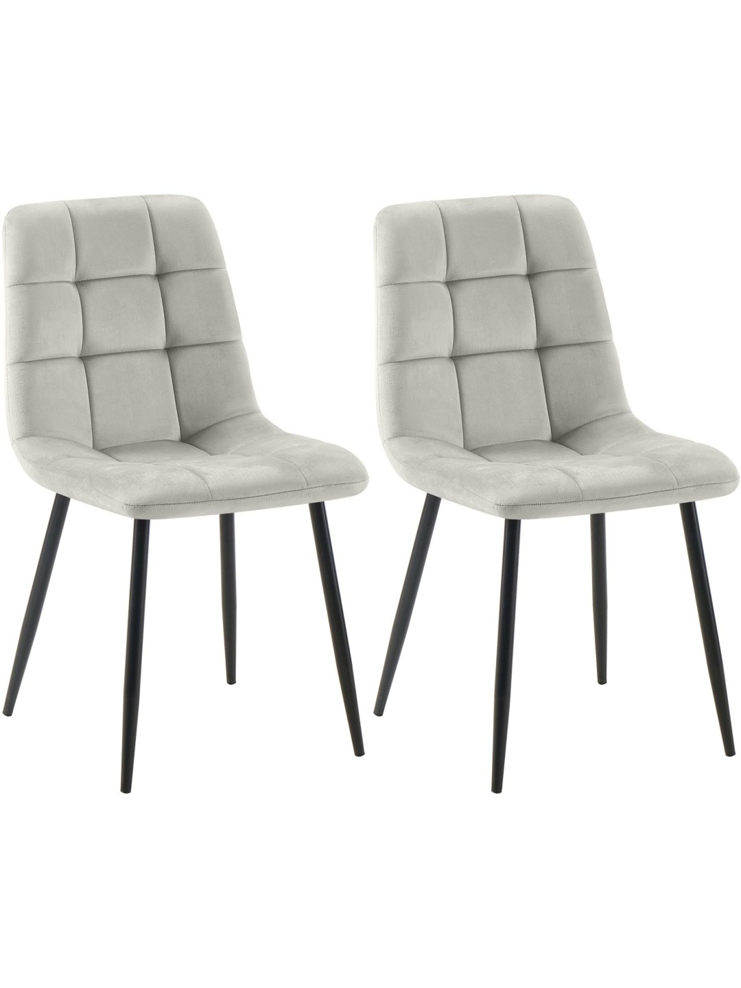 Lot de 2 chaises de salle à manger Tilde velours, gris
