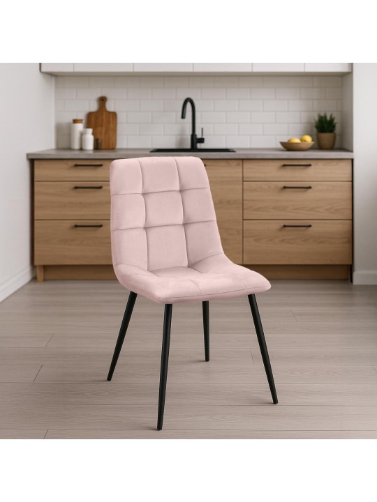 Lot de 2 chaises de salle à manger Tilde velours, rose