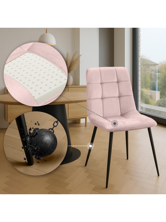 Lot de 2 chaises de salle à manger Tilde velours, rose