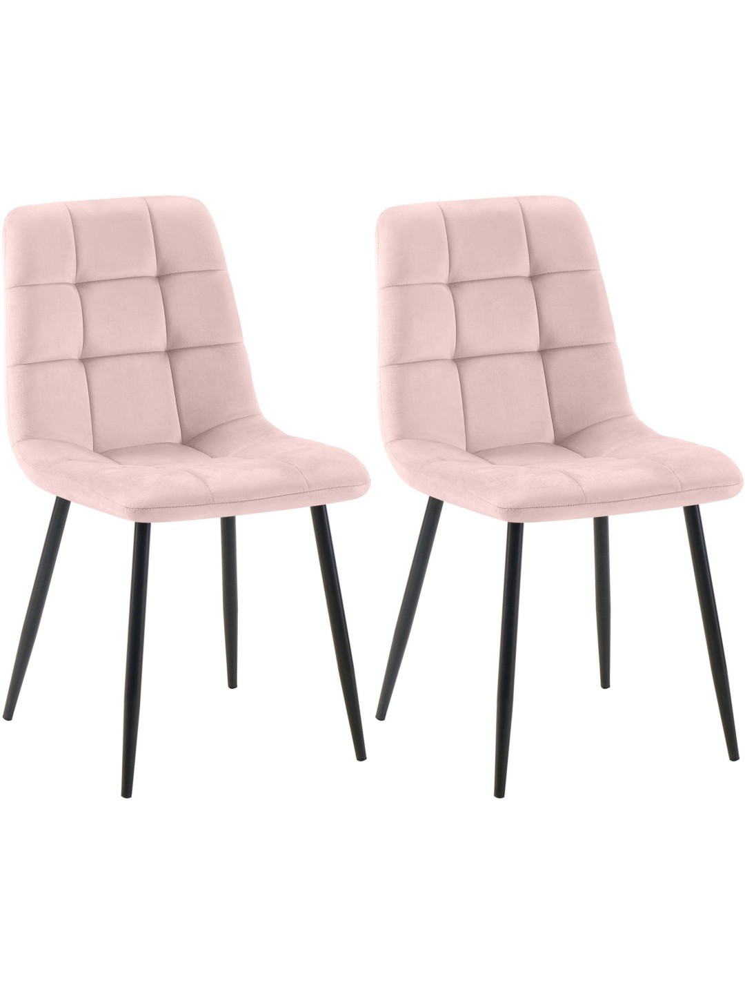 Lot de 2 chaises de salle à manger Tilde velours, rose