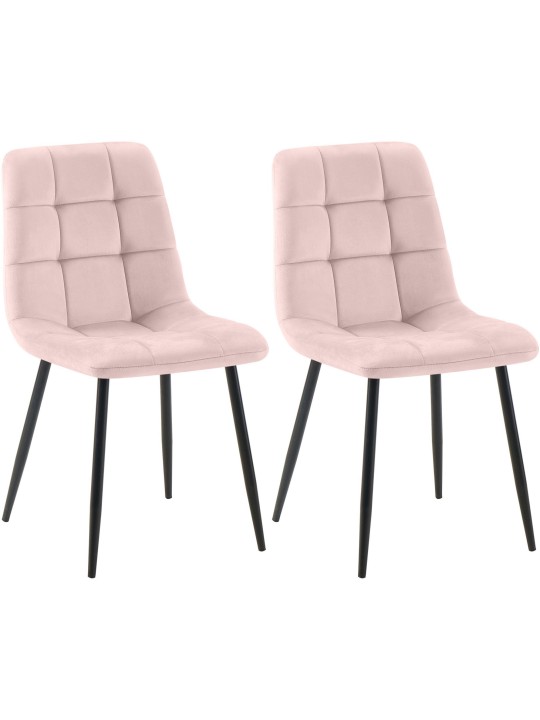 Lot de 2 chaises de salle à manger Tilde velours, rose