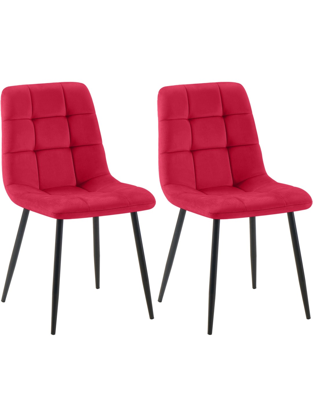 Lot de 2 chaises de salle à manger Tilde velours, rouge