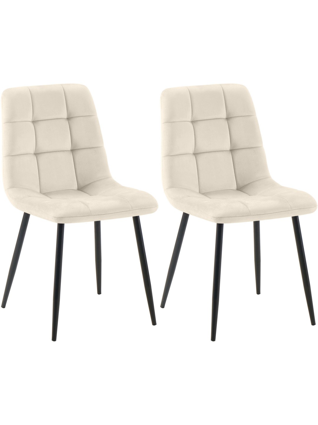 Lot de 2 chaises de salle à manger Tilde velours, crème