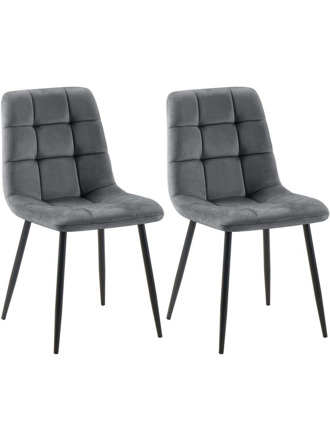 Lot de 2 chaises de salle à manger Tilde velours, gris foncé