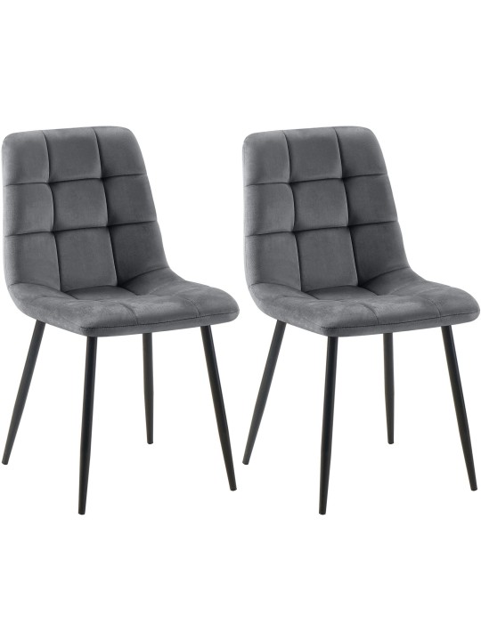 Lot de 2 chaises de salle à manger Tilde velours, gris foncé Lot de 2 chaises de salle à manger Tilde velours, gris foncé