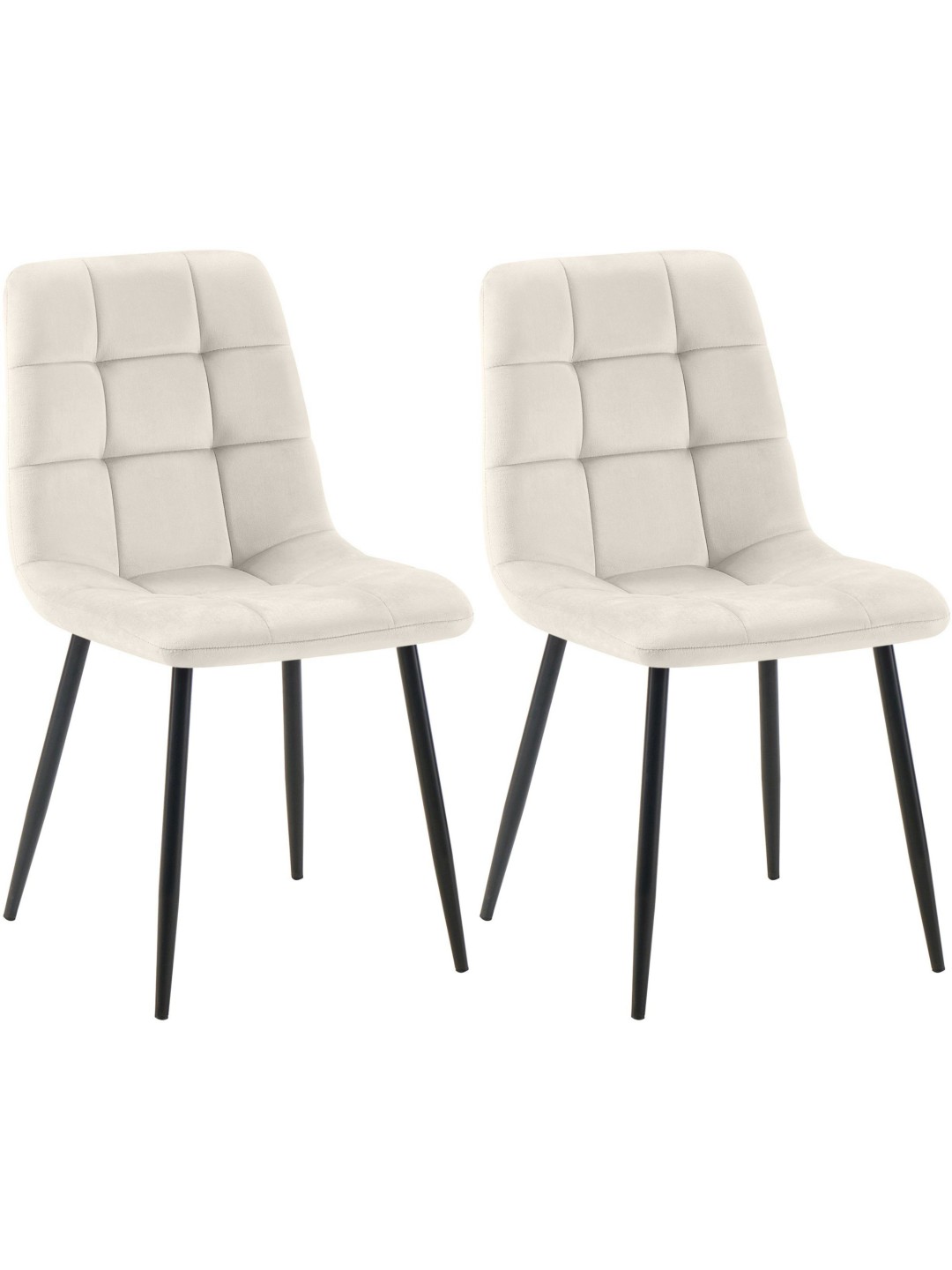 Lot de 2 chaises de salle à manger Tilde velours, blanc crème