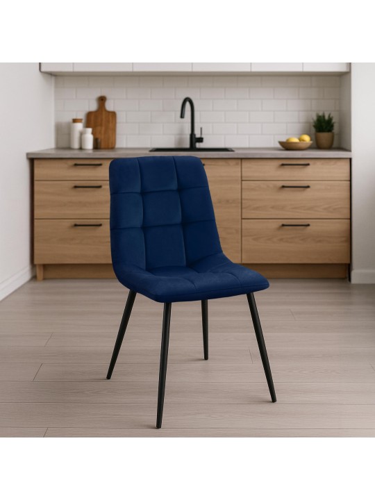 Lot de 4 chaises de salle à manger Tilde velours, bleu