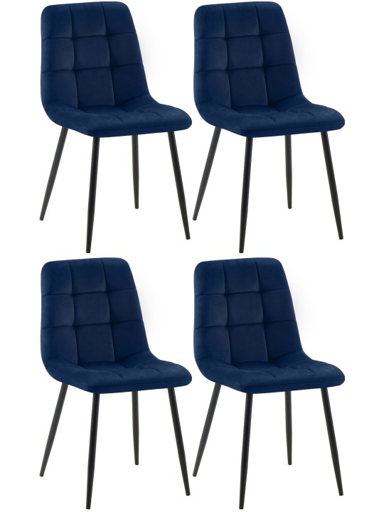 Lot de 4 chaises de salle à manger Tilde velours, bleu