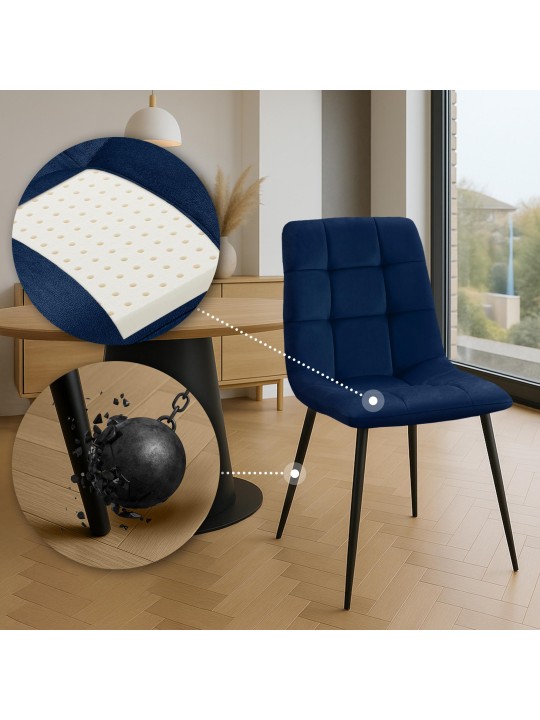 Lot de 4 chaises de salle à manger Tilde velours, bleu