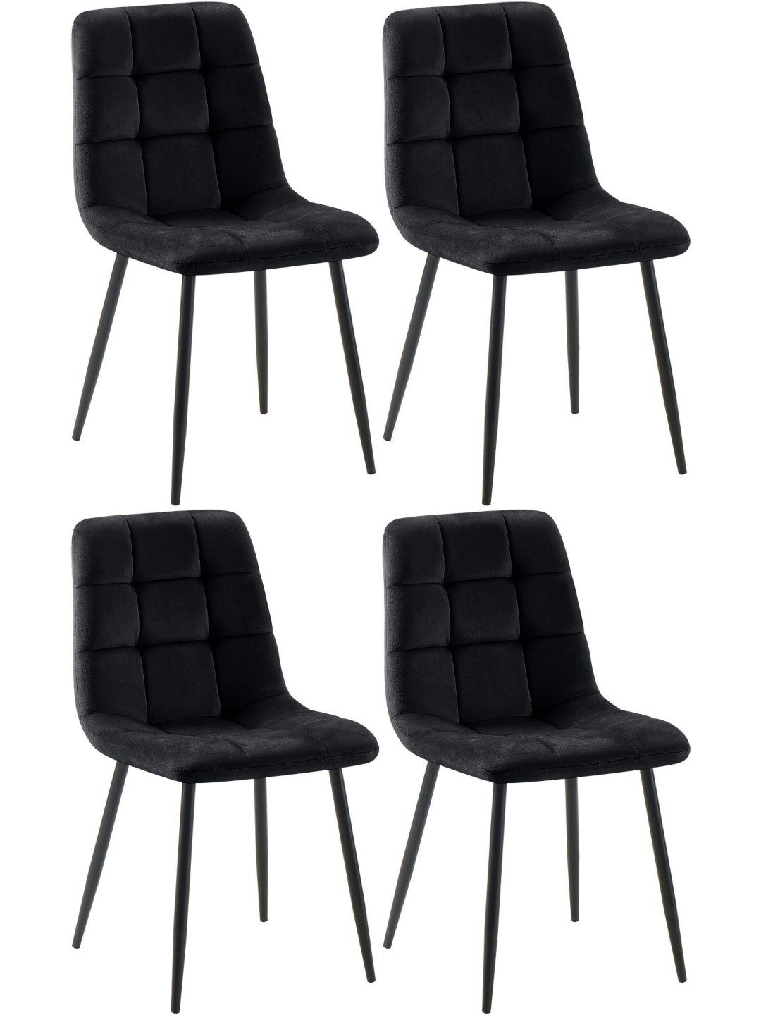 Lot de 4 chaises de salle à manger Tilde velours, noir