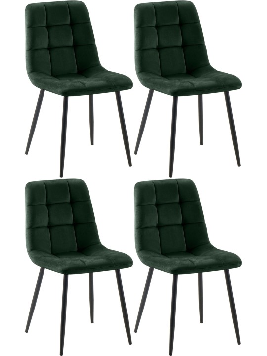 Lot de 4 chaises de salle à manger Tilde velours, vert