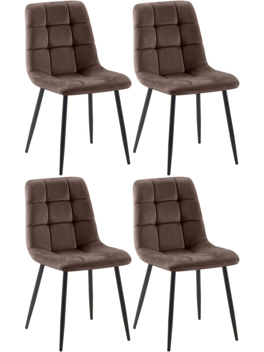 Lot de 4 chaises de salle à manger Tilde velours, brun