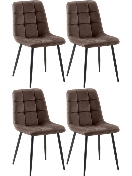 Lot de 4 chaises de salle à manger Tilde velours, brun