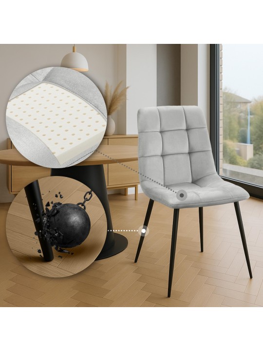 Lot de 4 chaises de salle à manger Tilde velours, gris