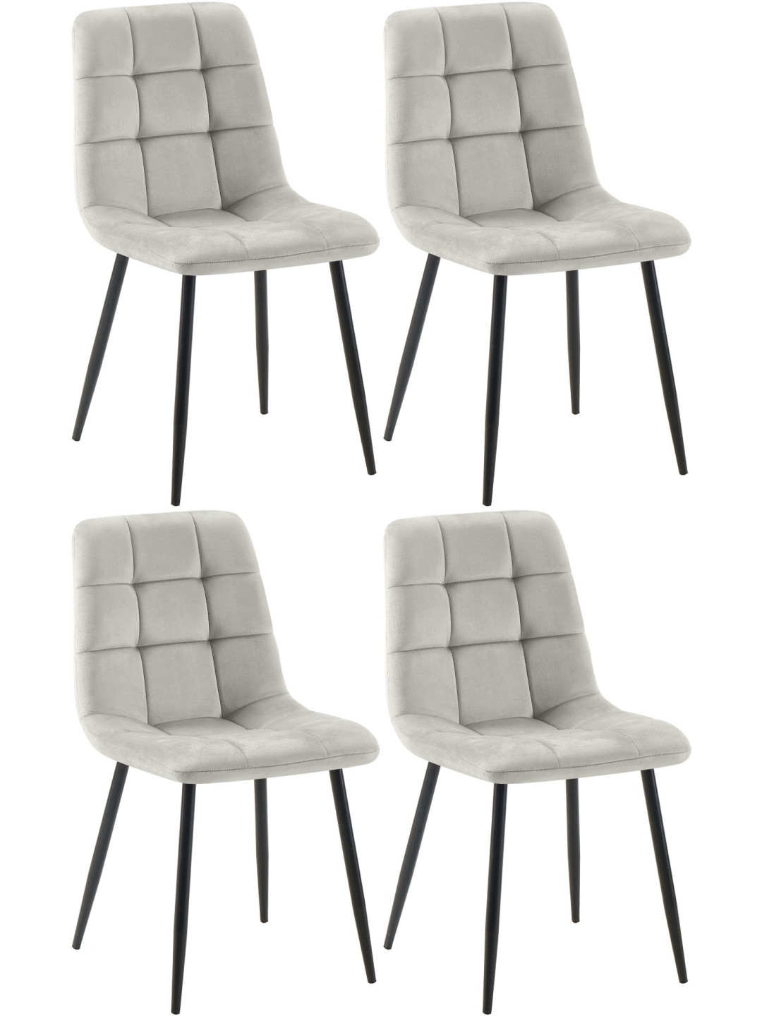 Lot de 4 chaises de salle à manger Tilde velours, gris