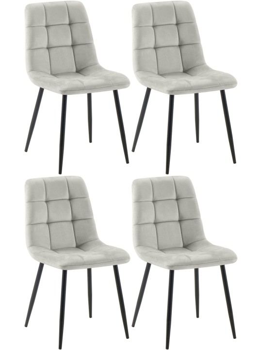 Lot de 4 chaises de salle à manger Tilde velours, gris