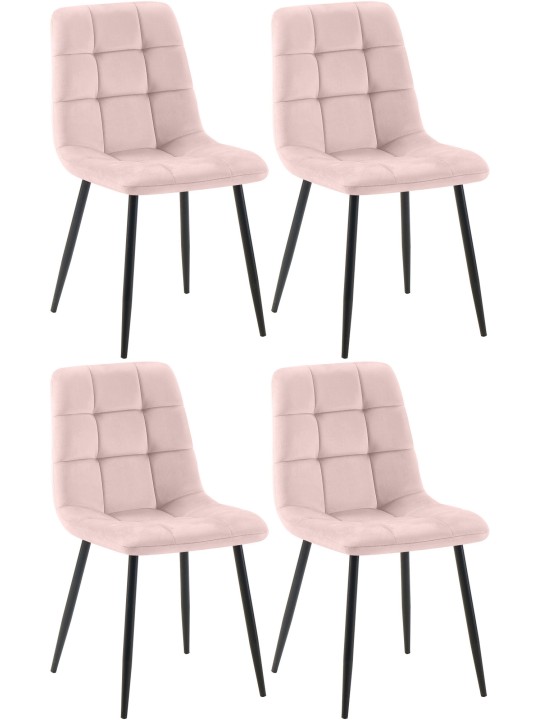 Lot de 4 chaises de salle à manger Tilde velours, rose
