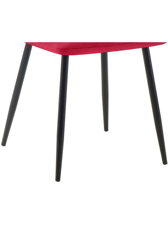 Lot de 4 chaises de salle à manger Tilde velours, rouge