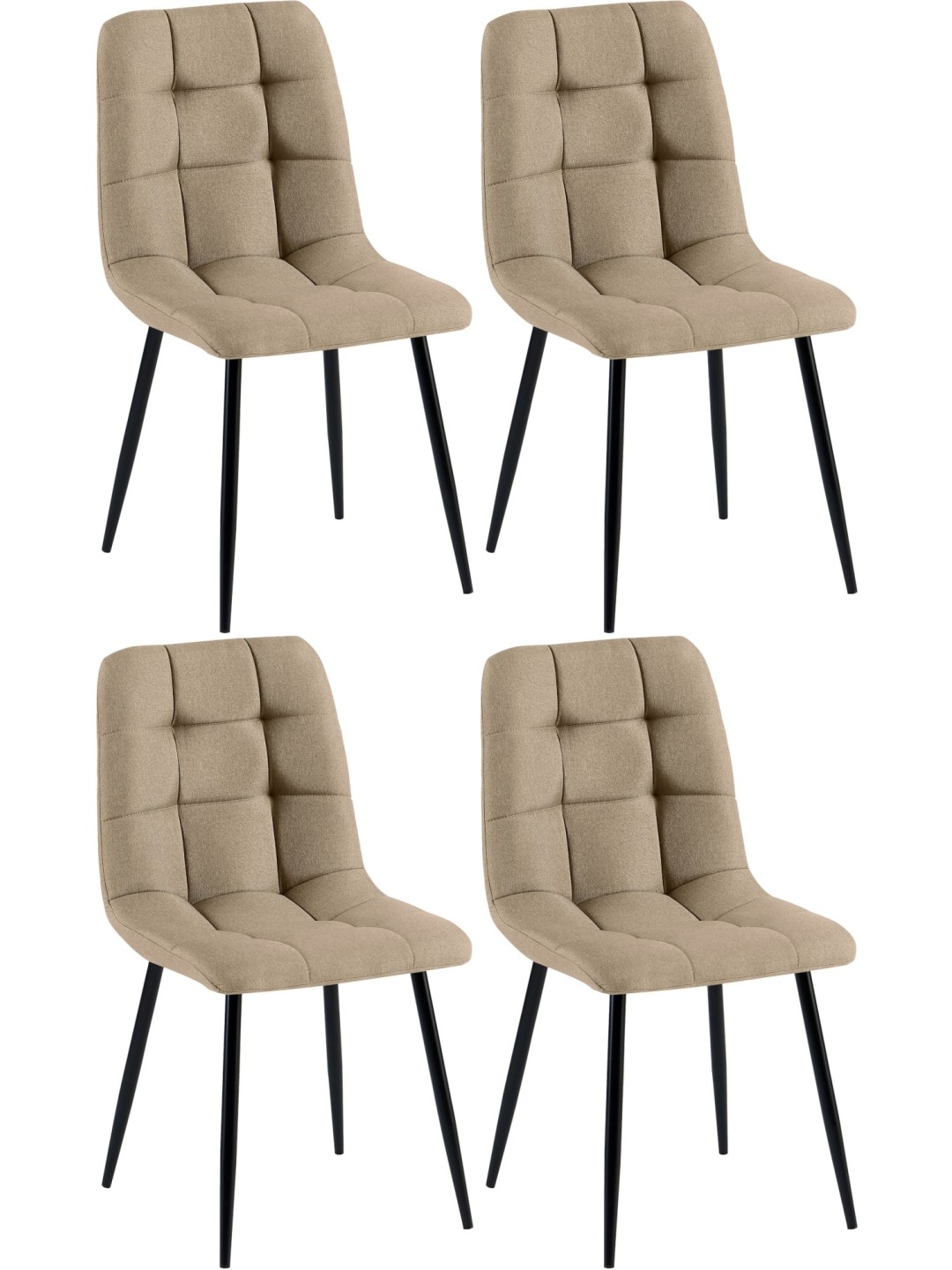 Lot de 4 chaises de salle à manger tissu Antibes, taupe