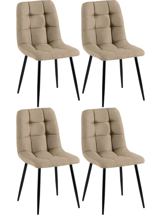 Lot de 4 chaises de salle à manger Tilde tissu, taupe