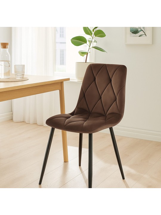Chaise de salle à manger en velours Clairton, brun Chaise de salle à manger en velours Clairton, brun
