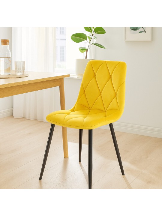 Chaise de salle à manger en velours Clairton, jaune