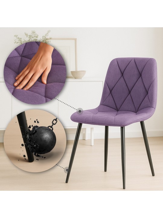 Lot de 2 chaises de salle à manger tissu Clairton, lilas