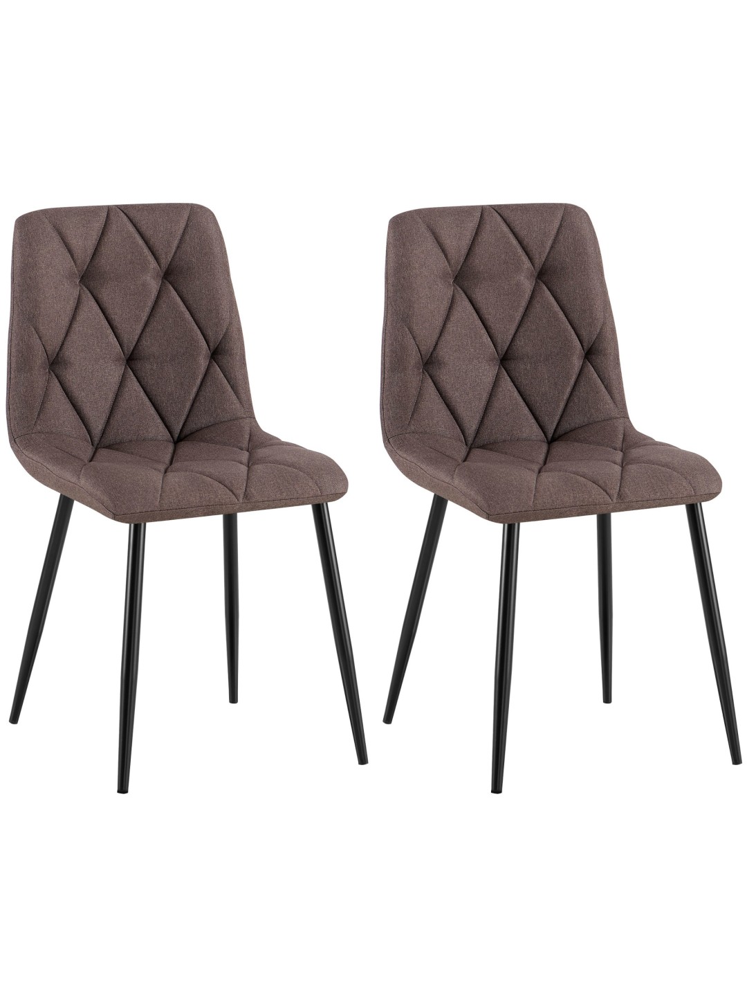 Lot de 2 chaises de salle à manger tissu Clairton, brun