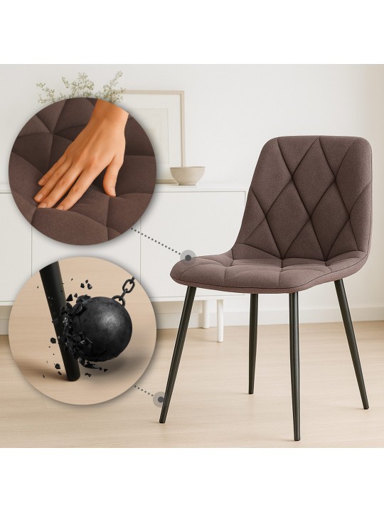 Lot de 2 chaises de salle à manger tissu Clairton, brun