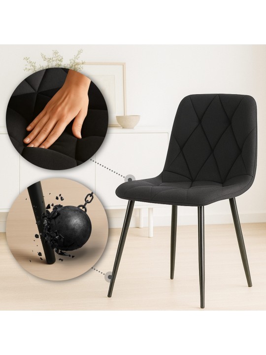 Lot de 2 chaises de salle à manger tissu Clairton, noir