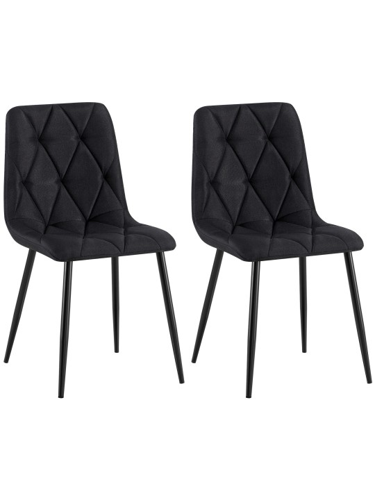 Lot de 2 chaises de salle à manger tissu Clairton, noir