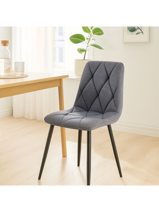 Lot de 2 chaises de salle à manger tissu Clairton, gris foncé