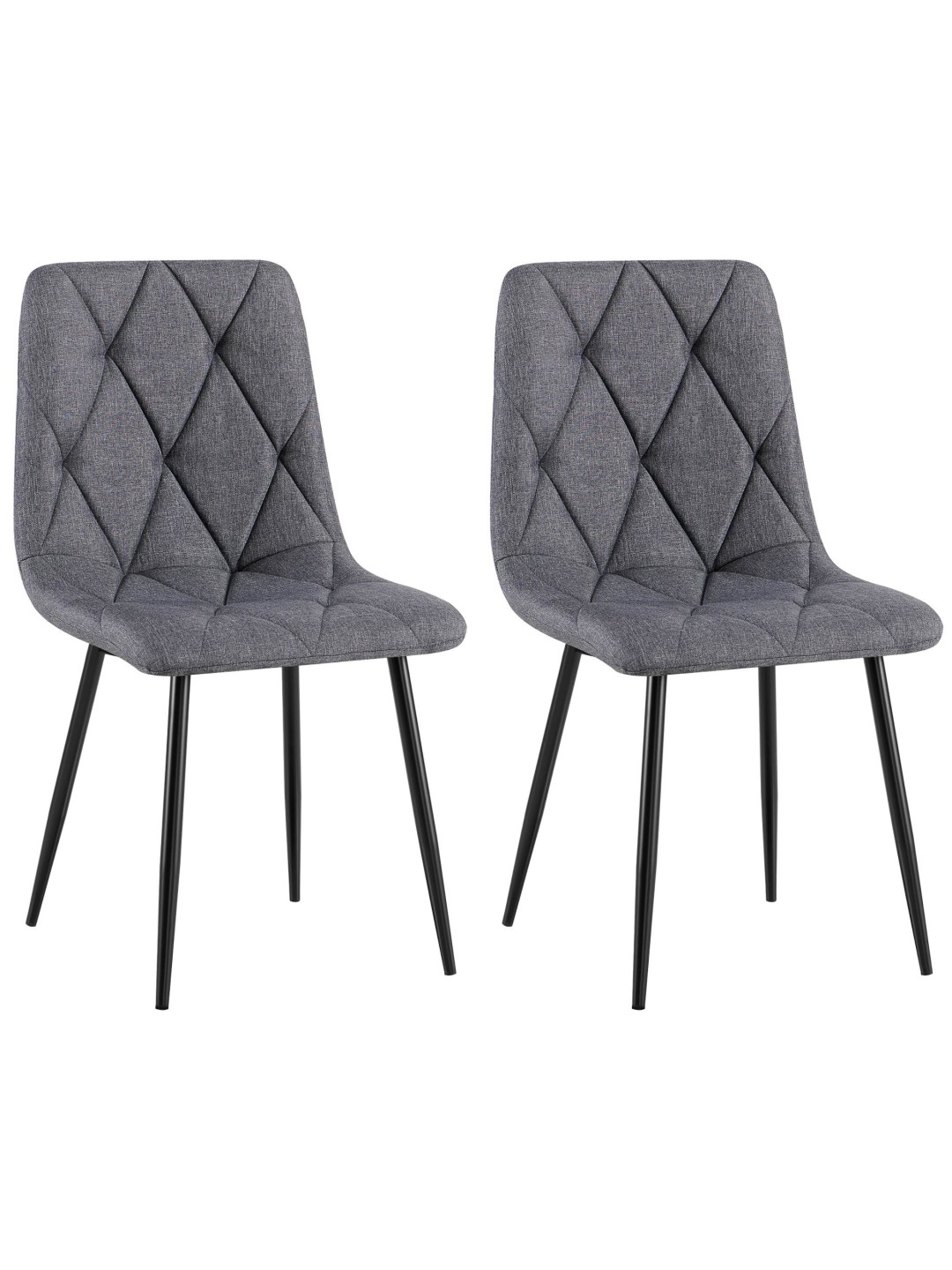 Lot de 2 chaises de salle à manger tissu Clairton, gris foncé