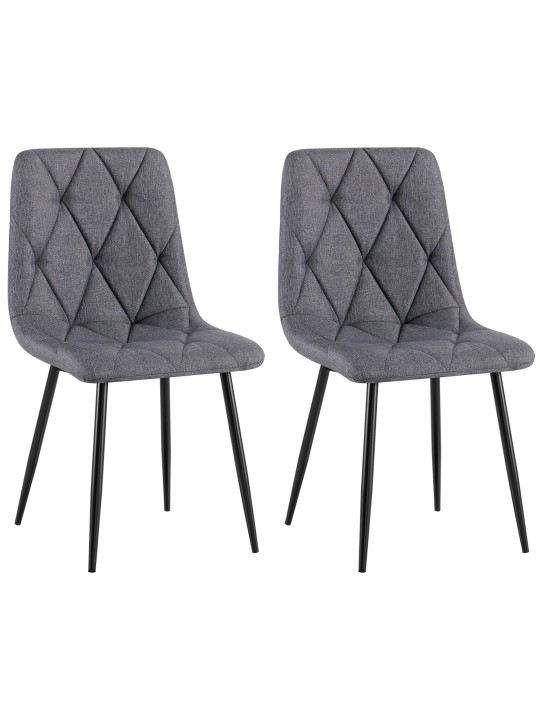 Lot de 2 chaises de salle à manger tissu Clairton, gris foncé