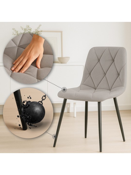 Lot de 2 chaises de salle à manger tissu Clairton, gris clair Lot de 2 chaises de salle à manger tissu Clairton, gris clair