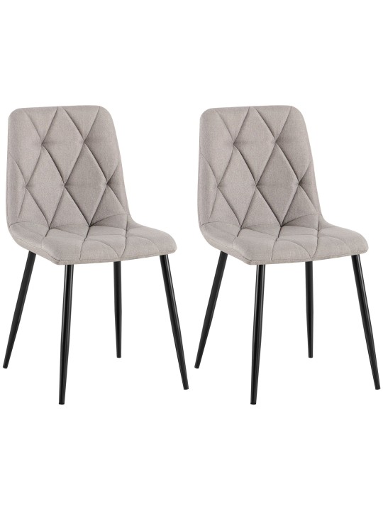 Lot de 2 chaises de salle à manger tissu Clairton, gris clair Lot de 2 chaises de salle à manger tissu Clairton, gris clair