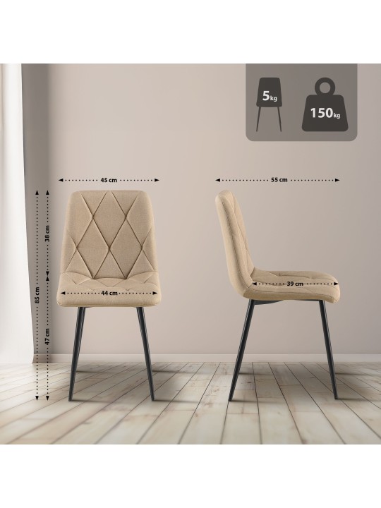 Lot de 2 chaises de salle à manger tissu Clairton, taupe