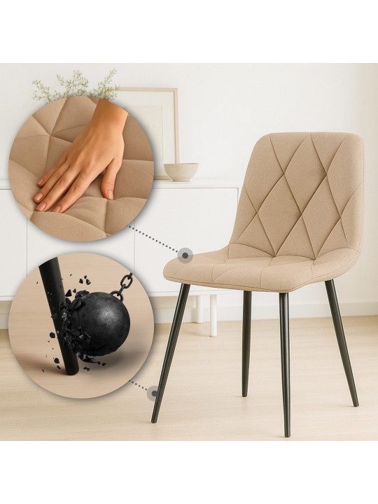 Lot de 2 chaises de salle à manger tissu Clairton, taupe