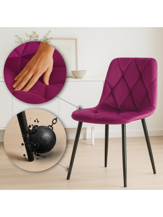 Lot de 2 chaises de salle à manger Clairton velours, lilas Lot de 2 chaises de salle à manger Clairton velours, lilas