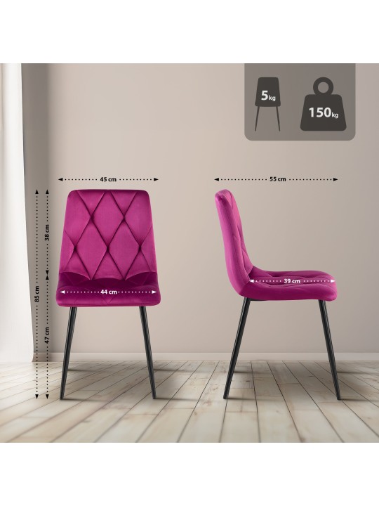 Lot de 2 chaises de salle à manger Clairton velours, lilas Lot de 2 chaises de salle à manger Clairton velours, lilas