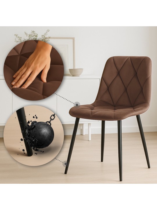 Lot de 2 chaises de salle à manger Clairton velours, brun