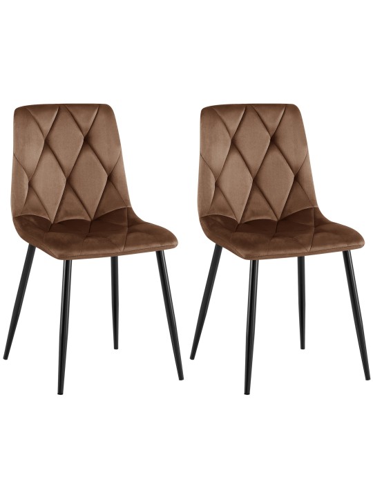Lot de 2 chaises de salle à manger Clairton velours, brun