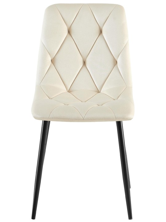 Chaise de salle à manger en velours Clairton, crème