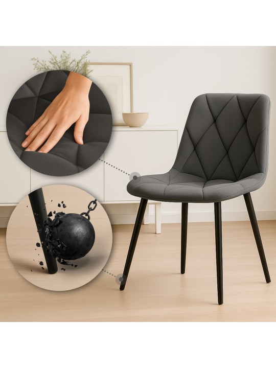 Lot de 2 chaises de salle à manger Clairton velours, anthracite
