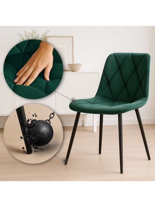 Lot de 2 chaises de salle à manger Clairton velours, vert