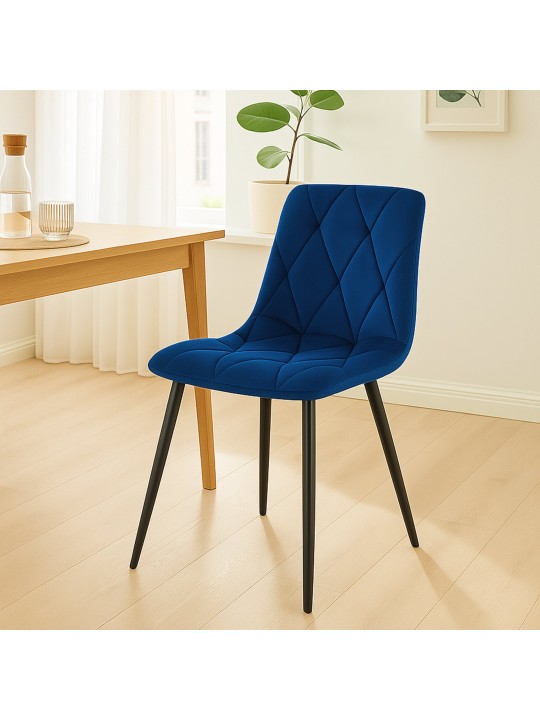 Lot de 2 chaises de salle à manger Clairton velours, bleu foncé